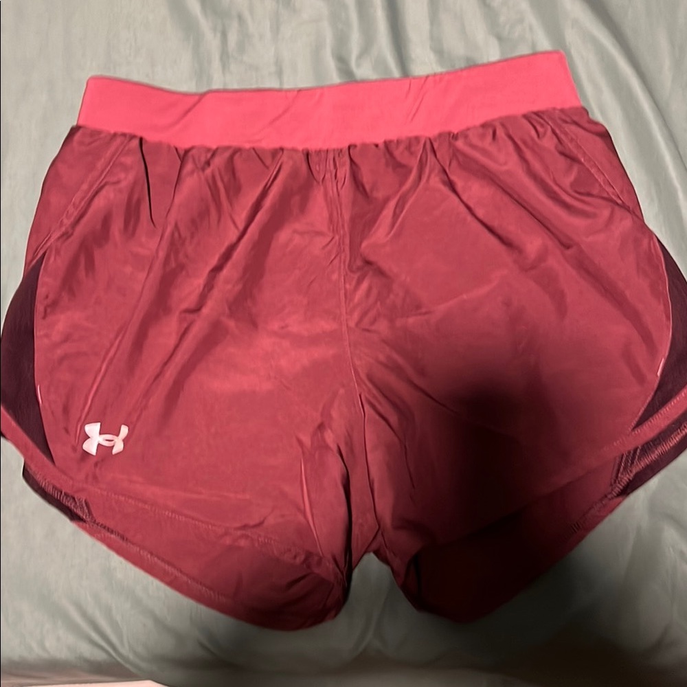 Under Armour Red Athletic Shorts with Moisture-Wicking Fabric